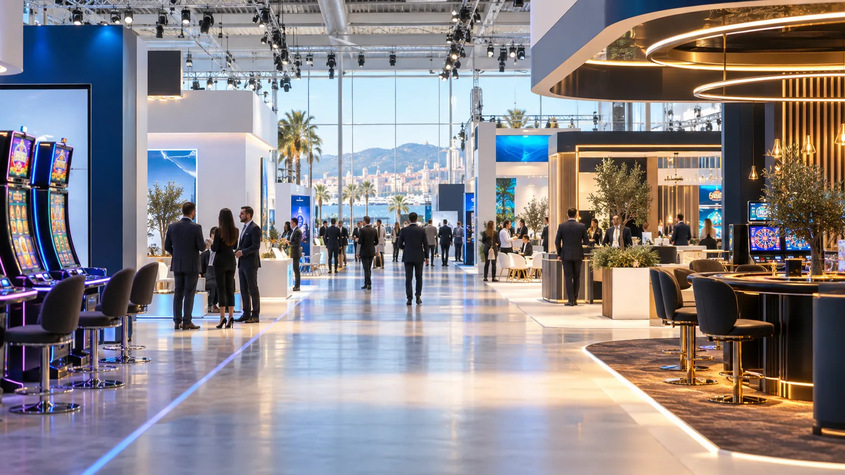 Unbranded gaming industry exhibition hall
