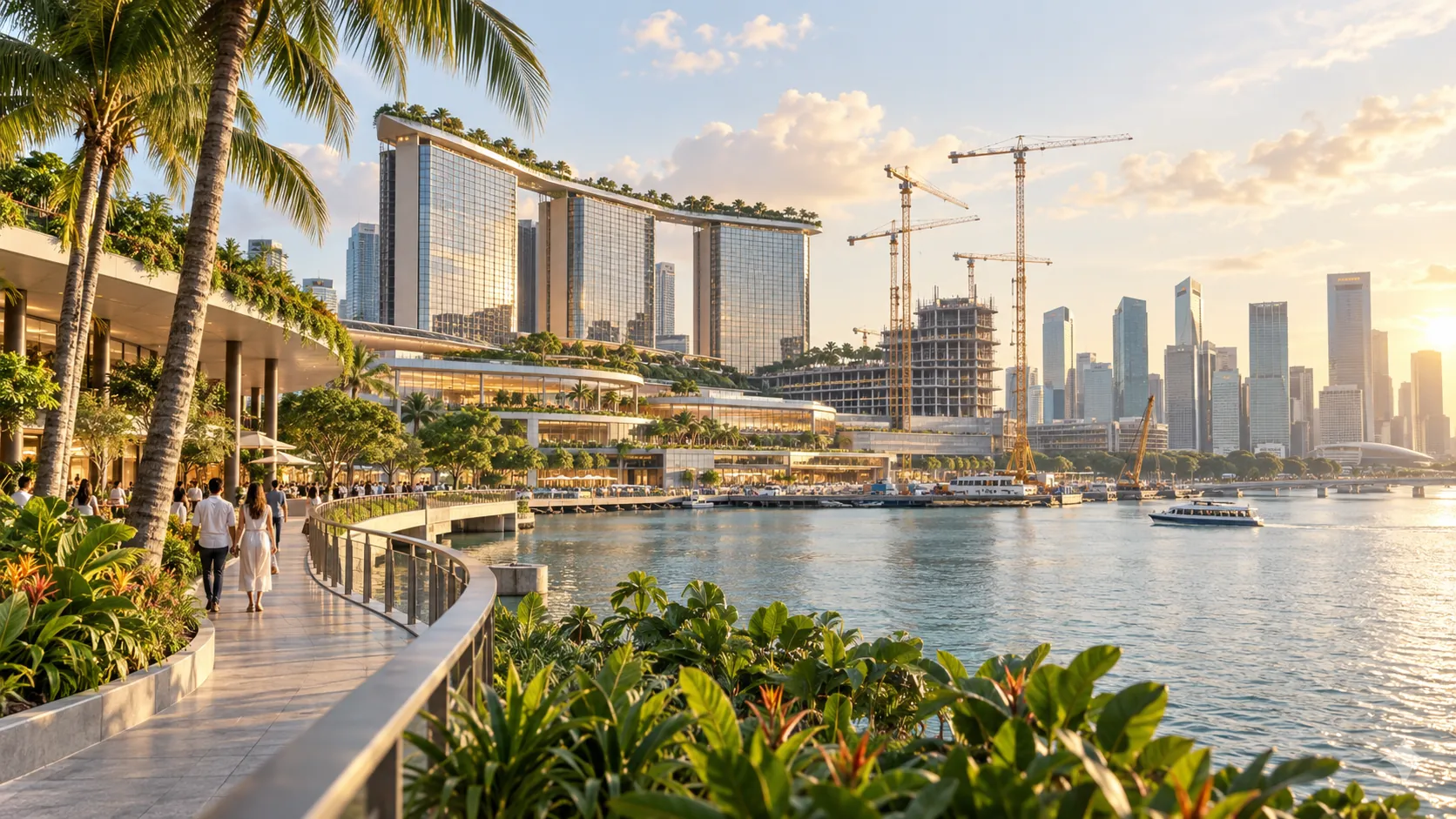 tropical city waterfront and integrated-resort construction